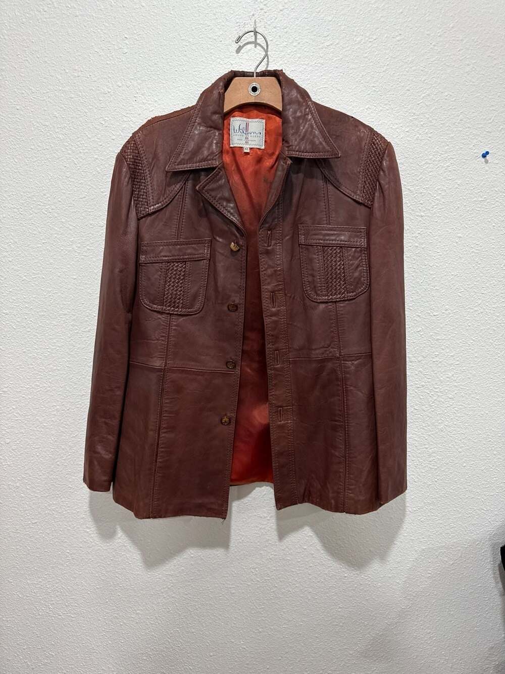 Wilsons House of Suede Vintage 70s Brown Leather Jacket Size 42